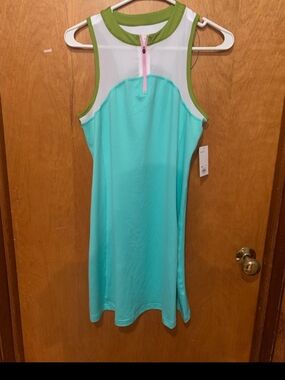Sleeveless Mint Midi Dress with Olive Trim
